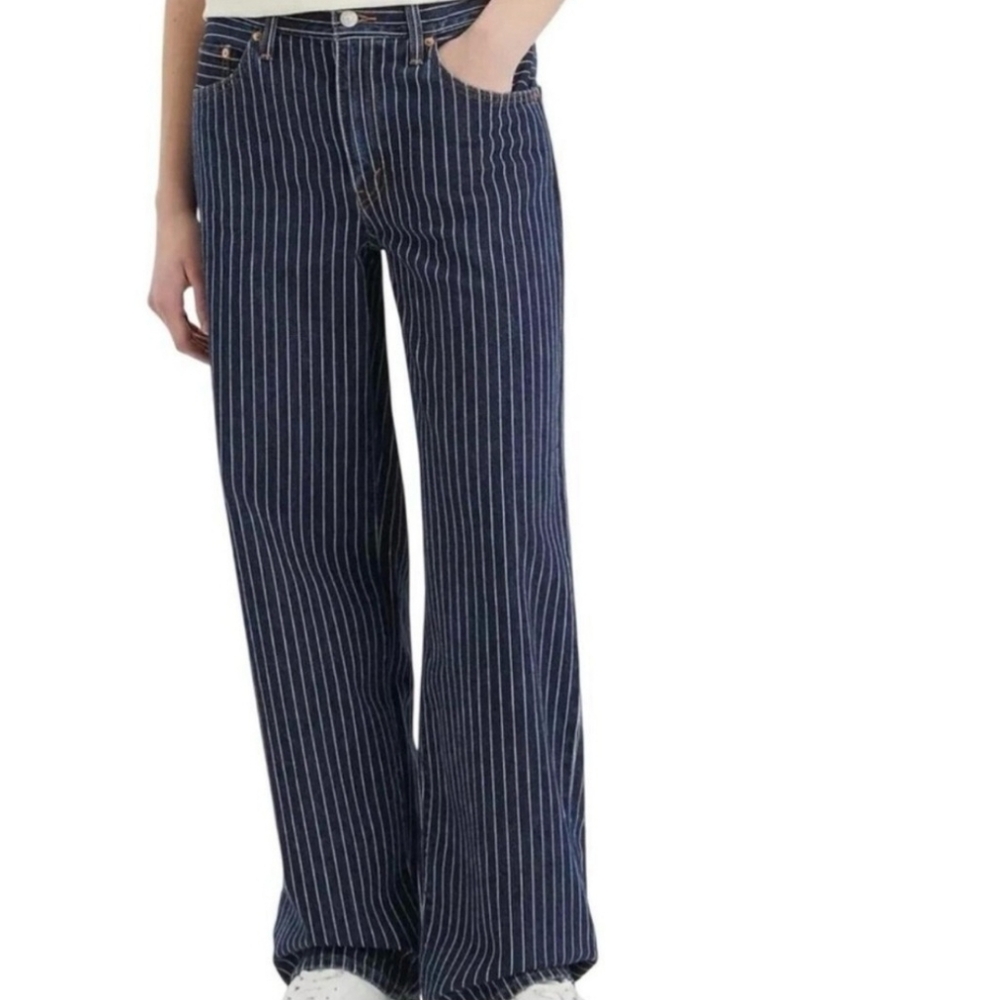 LEVI'S Low Pro Pinstripe Straight Leg Relaxed Fit Mid Rise Women's Jeans
